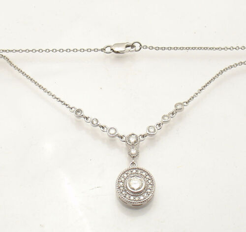1.53 tcw High-End Natural Diamond Pendant Cable Chain Real Solid 14K White Gold - Picture 1 of 5