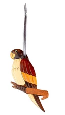 Parrot - Double-sided Wood Intarsia Christmas Tree Ornament- Tropical Bird theme