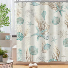 Omifly Starfish and Seashells Shower Curtain 60Wx72H Inch Beach Coastal Nautical