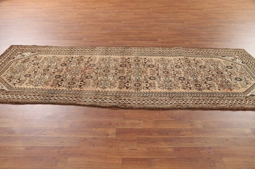 Vintage Muted Rust Geometric Hamedan Runner Rug 4x10 Wool Hand-knotted Carpet - Picture 14 of 20