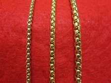 16"-60" 3/4/5MM GOLD PLATED STAINLESS STEEL SMOOTH BOX ROPE CHAIN NECKLACE-GOLD