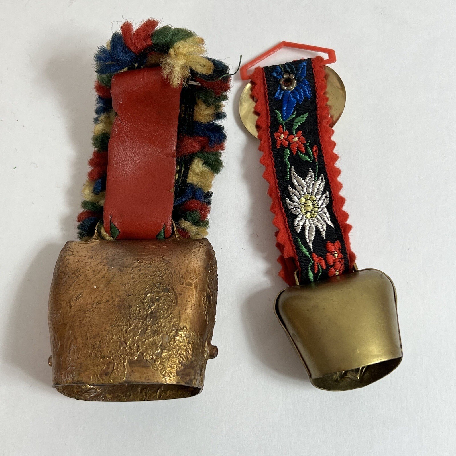 Swiss Bell Ringer Vintage Antique Swiss Brass Cow Bell Red Leather Strap Fringe Davos 5 ...