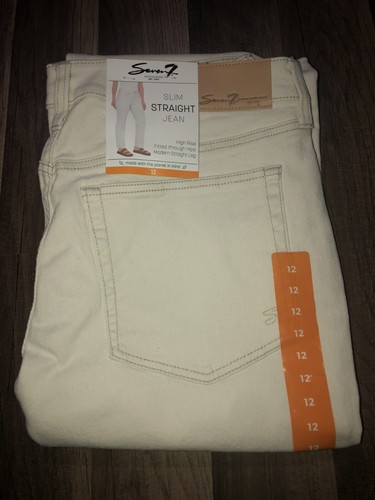 Seven 7 Women's High Rise Slim Straight Jean - Color: Bone - Size 12 - Picture 7 of 8