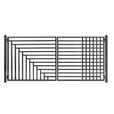 ALEKO Yard Garden Modern Kyiv Style Dual Swing Steel Driveway Gate 16 ft Black