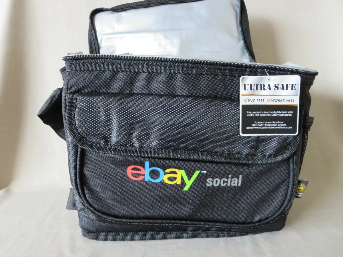 New Rare eBay Social Insulated Lunch Bag Black Adjustable Front