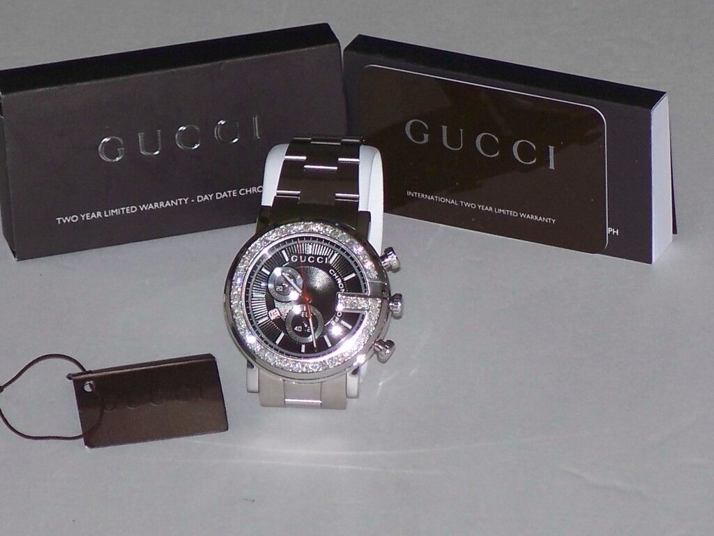 New Men's 101m Gucci chrono 1.92ct.aprx.custom set real Diamond Watch  YA101309