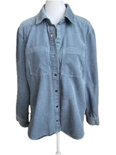DIVIDED By H&M Dusty Blue Corduroy Snap Front Long Sleeve 100% Cotton Shirt XS