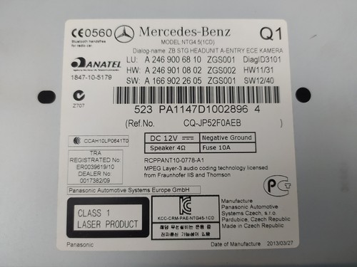 A2469006810 SISTEMA AUDIO / RADIO CD / 1382814 PARA MERCEDES-BENZ CLASE CLA W11 - Imagen 3 de 10