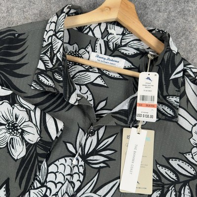 Tommy Bahama Shirt Mens Big 3X Green Pineapple Hawaiian Short Sleeve Button