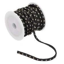 16.4ft Studded Faux Suede Cord Rope for Jewelry Making, Black Golden