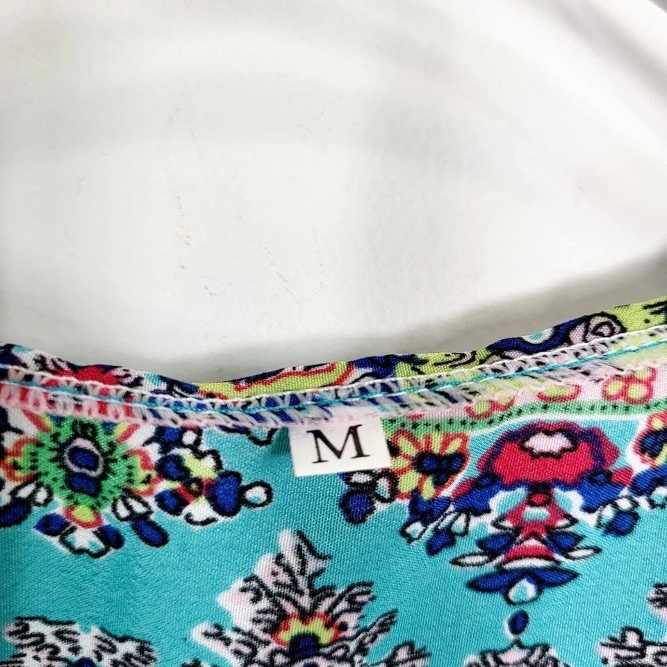 Купальник женский размер средний плавать прикрыть макси цветочный синий богемное пляж лето - Изображение 4 из 4