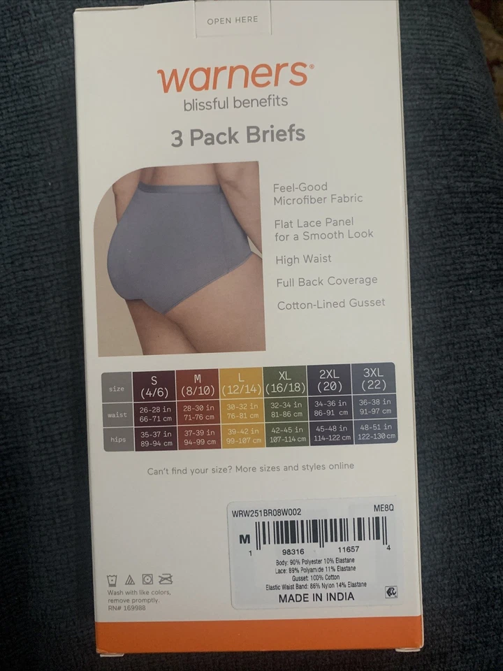 Warners Blissful Benefits Tummy Smoother Microfiber Brief 3-Pack-size:M(8/10) - Image 2 of 4