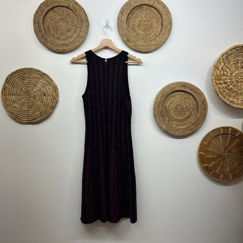 White House Black Market Purple Black Knit Sleeveless Flare Mini Dress Small - Picture 3 of 6