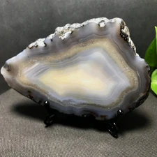 315g Brazilian Agate Geode Slab/Slice Natural Druzy quartz crystals Stunning 12