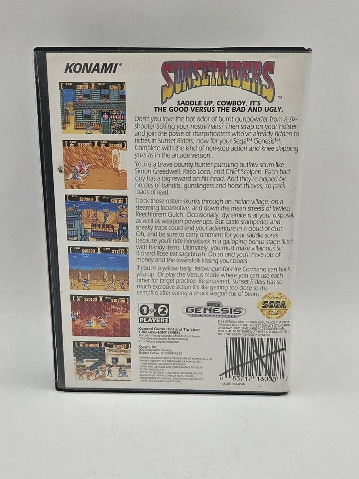 Sunset Riders Sega Genesis in Original Case (no insert) - Image 3 of 4