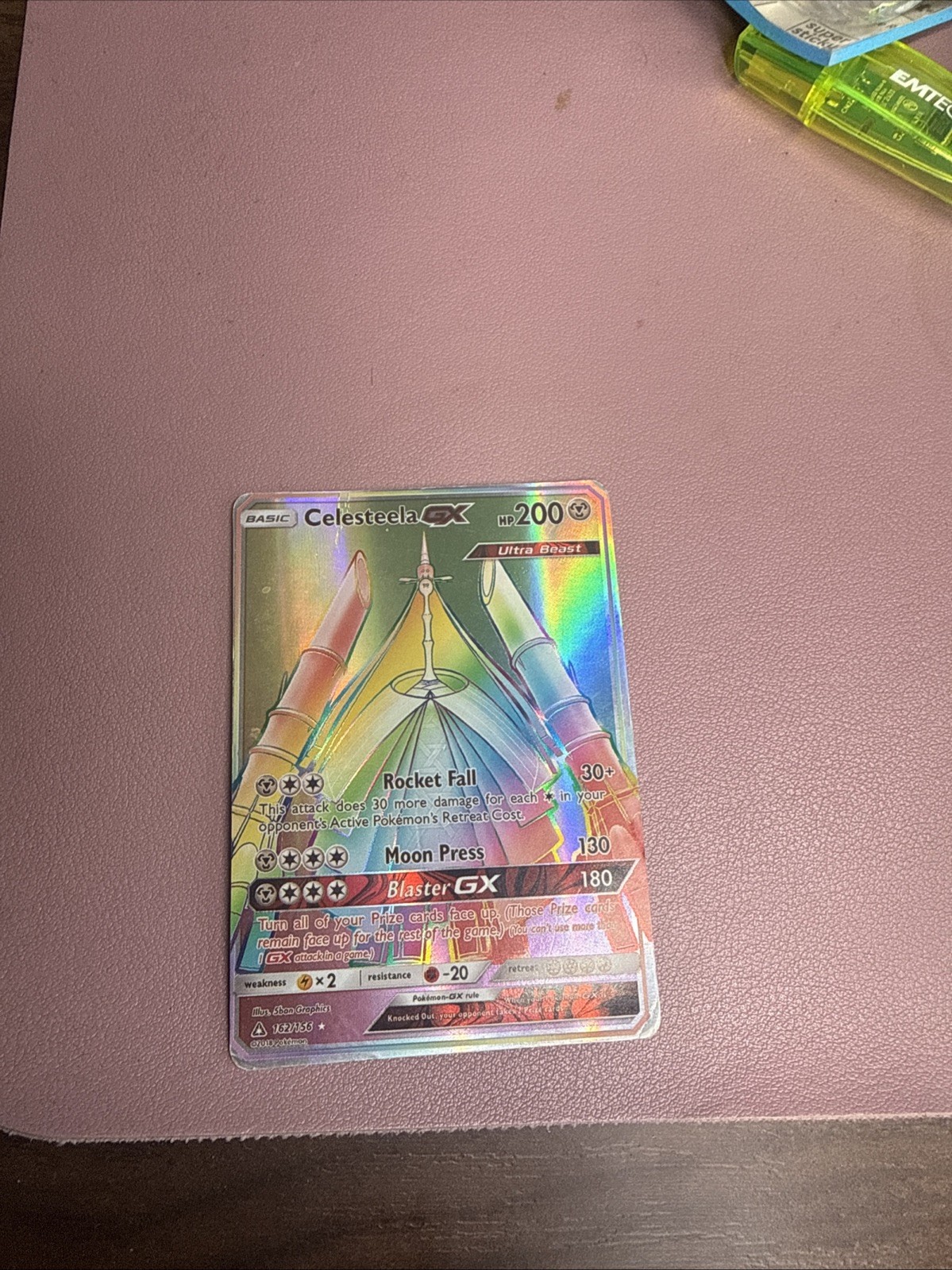Celesteela-GX Ultra Prism Sun & Moon rainbow 162/156 full art holo secret rar Nm