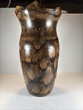 Vintage Mid Century Arturo Solano Costa Rica Wood Turned Live Edge Vase 24  
