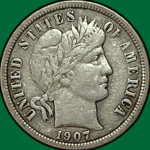 1907 Barber Dime Choice Very Fine VF+/XF Coin #35175