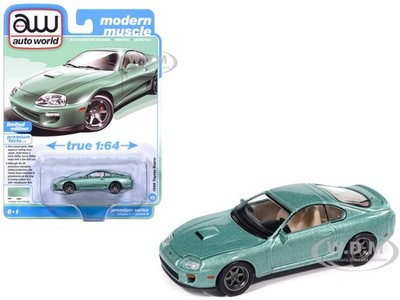 1998 TOYOTA SUPRA CARIBBEAN GREEN 1/64 DIECAST BY AUTO WORLD 64522-AWSP209 B