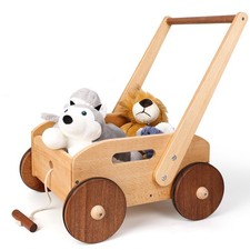 Wooden Baby Walker, Adjustable Speed Baby Push Walker, Montessori Push Toys f...