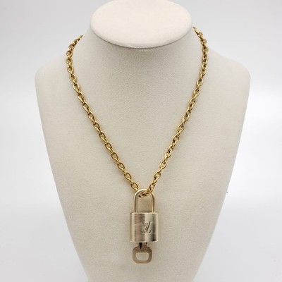 Authentic Louis Vuitton Lock & Key w/ Unbranded Stainless Steel Chain