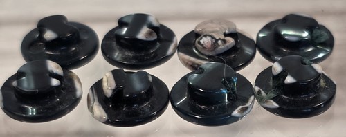 (8) Vtg MCM Blue/Black Natural Shell Buttons Set - Picture 5 of 8