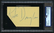 Kirk Douglas d2020 signed autograph 2.5x4.5 cut American Actor PSA Slabbed