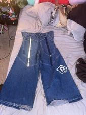 GAT Vintage 90s reflective Blue Wide-Leg Jeans Gypsies and Thieves Style Size 30