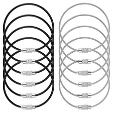 12 Pack Wire Keychain Cable, 6 Inch Stainless Steel Cable Key Rings, 2mm Thic...