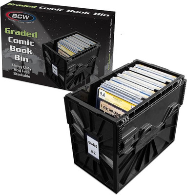 Stackable Black Comic Book Bin - Holds 30 Graded Comics, Perfect Storage!