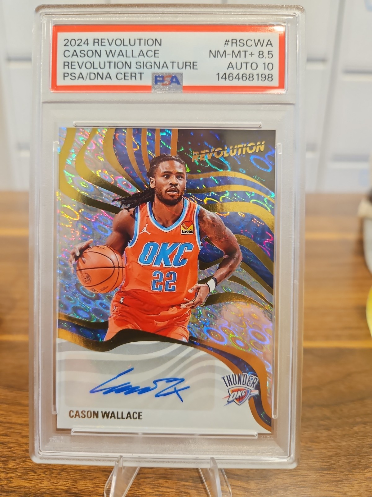 2024-25 Panini Revolution Autographs Cason Wallace OKC - Auto PSA 10 RSCWA 