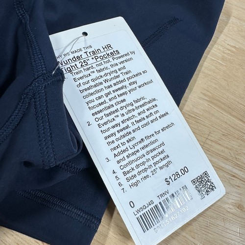 Lululemon Wunder Train High-Rise Tight with Pockets 25" True Navy Size 0 NWT - Picture 9 of 12