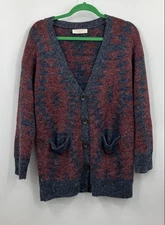 Elodie Women's Red & Blue Cardigan Sweater Size Large
