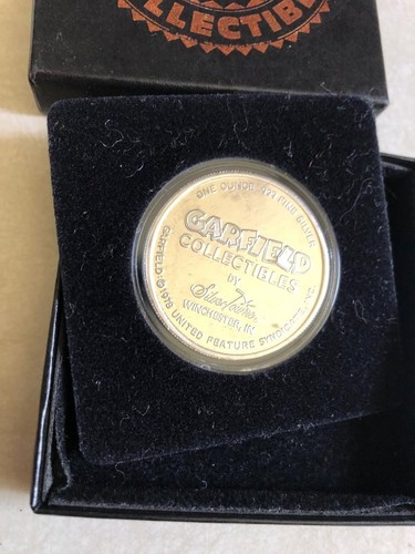 1987 Garfield Vintage Round .999 1oz Fine Silver Coin with Box by Silvertowne - Picture 5 of 8