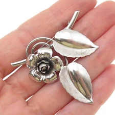 FORSTNER 925 Sterling Silver Vintage Flower Blossom Oxidized Pin Brooch