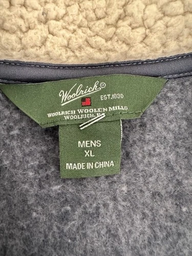 Woolrich Mens Fleece Vest Size XL Indigo Blue Heather Sherpa Collar 18408 image 3