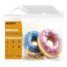 6x6 Clear Resealable Zip Bags, 500 Count, 2 Mil 6 6inch/ 500pcs