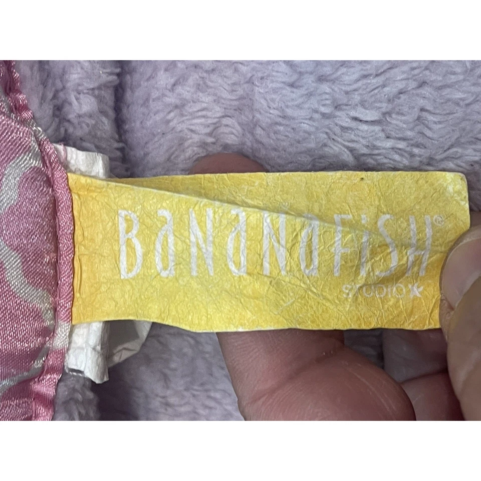 Manta de bebé Bananafish Owl púrpura rosa borde satinado seguridad Lovey 28,5x38 Foto 4 de 4