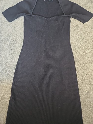 SPORTSGIRL Ribbed Black Midi Dress - Size M - Picture 5 of 8