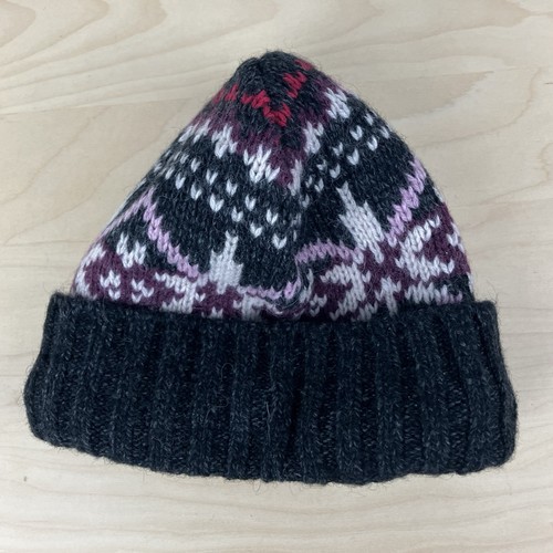 Lucky Brand Women’s Winter Beanie Hat Dark Heather Gray Fair Isle Wool Blend - Picture 4 of 9