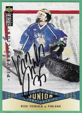 1995-96 Upper Deck Hockey *SIGNED* ~ Card#335 ~ Vesa Toskala ~ Finland