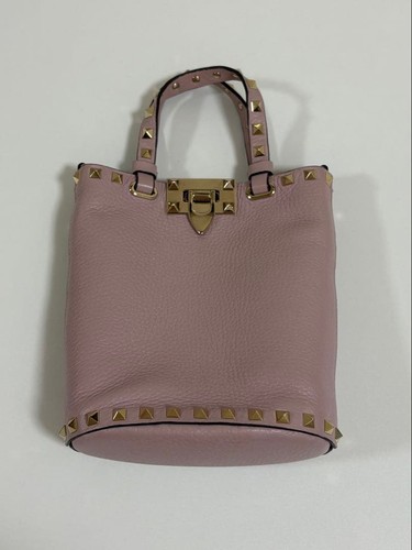 VALENTINO GARAVANI Women Rockstud Crossbody  Shoulder Bag Leather Pink Gold