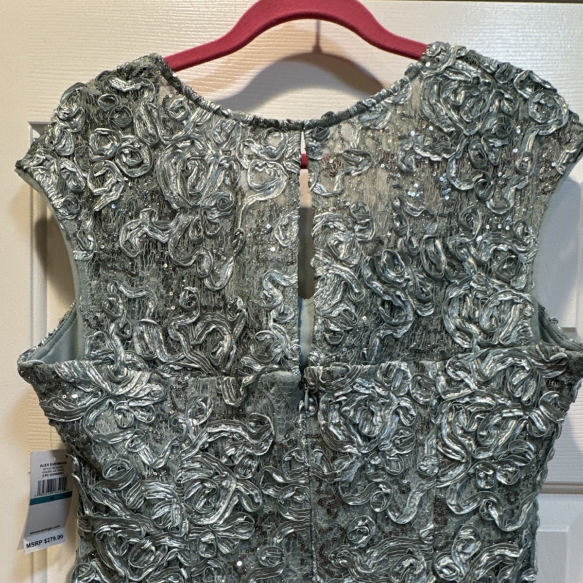Alex Evenings Ice Sage Floral Embroidered Sequin Lace Maxi Dress Size 16 |  eBay