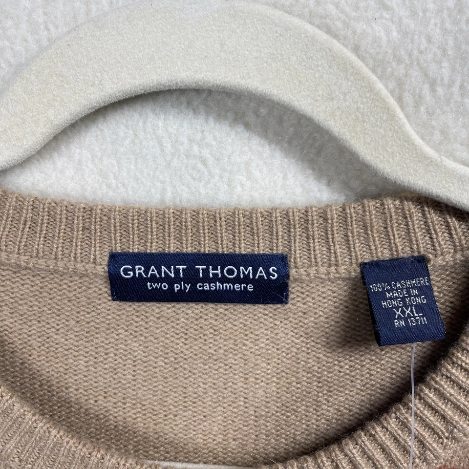 Nuevo con etiquetas Suéter Grant Thomas Para Hombre 100% Dos Capas Cachemira Rojo Tostado Rejilla 2X/XXL Foto 2 de 4