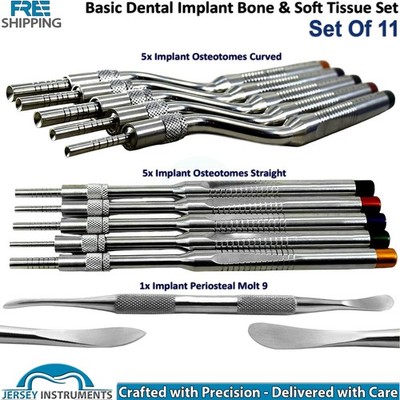 Dental Surgical Instruments Straight & Curved Osteotomes With Molt 9 Elevator CE