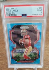 Trey Lance Prizm Blue Ice 77/99 PSA 9 Mint Rookie #333 SP Chargers