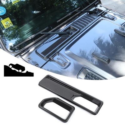 Front Rain Wiper Base Panel Cover Trim For Jeep Wrangler JL JT 18+ Carbon Fiber