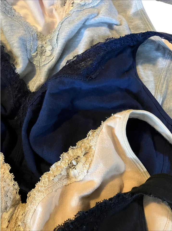 LOTE DE 5, Sujetador Catherines Sin Alambres CAMISETA DE ALGODÓN ELÁSTICA Confort Borde de Encaje 38DD Foto 4 de 4