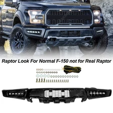 Raptor Look Steel Front Bumper With DRL LED Lights For 2015-2017 Ford F150 F-150