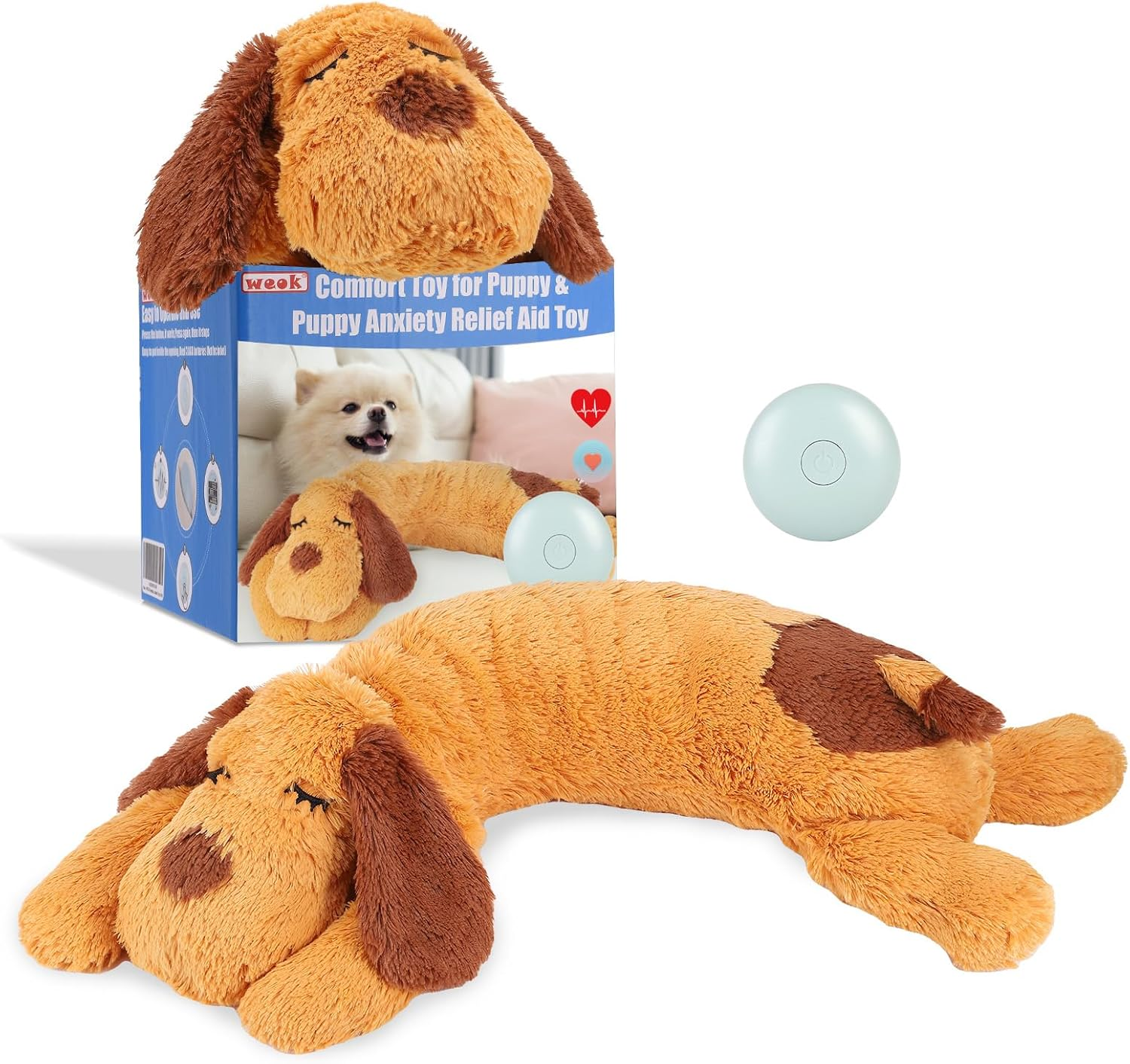 WEOK Heartbeat Puppy Toy - Comfort Cuddler Pillow, Dog Anxiety Relief Calming Ai